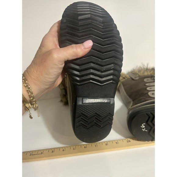 Sorel Joan of Arctic Waterproof Winter Snow Boots Gray Suede Faux Fur Size 6 - Picture 8 of 12